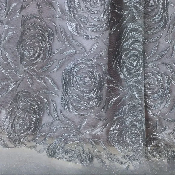 RARE EDITIONS Silver Tulle Lace Floral Princess Formal Layered Dress size 6X - Picture 8 of 16